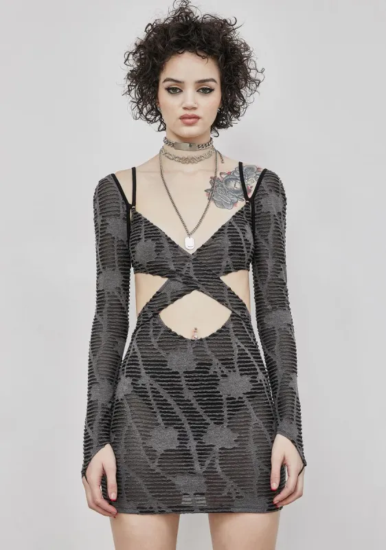 Reverb Sheer Matelasse Cutout Mini Dress sold by Dolls Kill