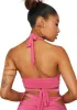 Paradise Pink Plunge Strappy Crop Top sold by Dolls Kill