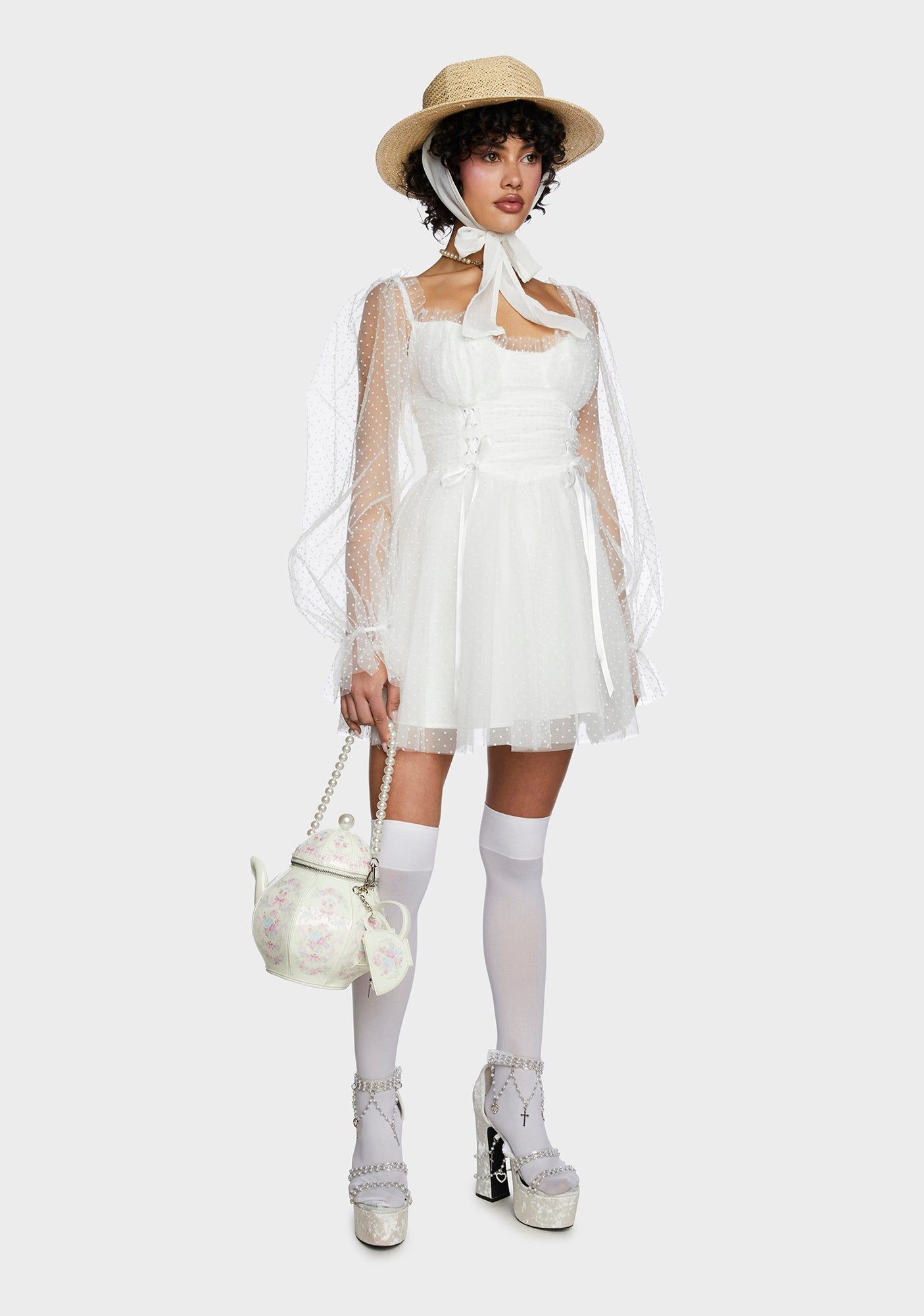 Heavenly Affair Babydoll Dress - White sold by Dolls Kill product image thumbnail 3