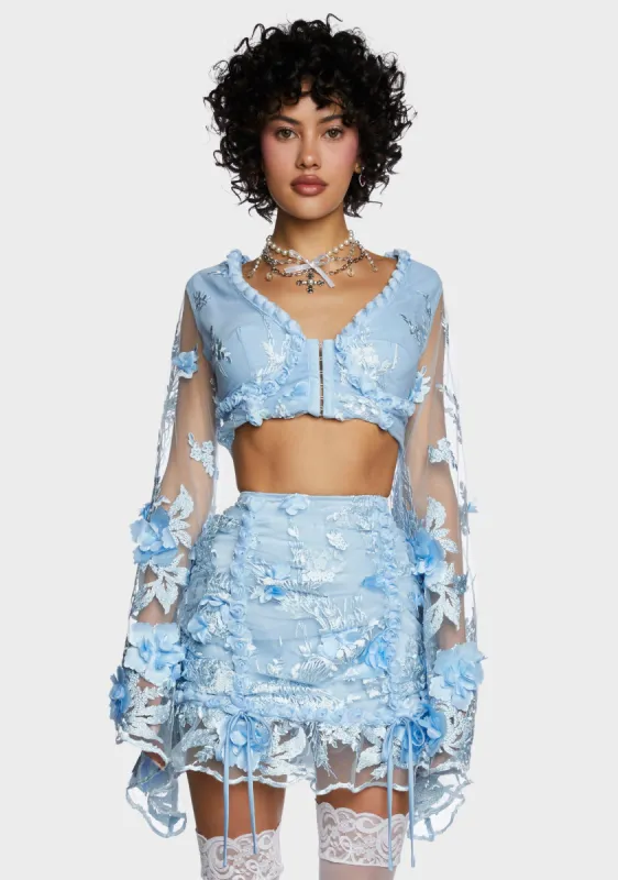 Social Season Long Sleeve Top - Blue sold by Dolls Kill