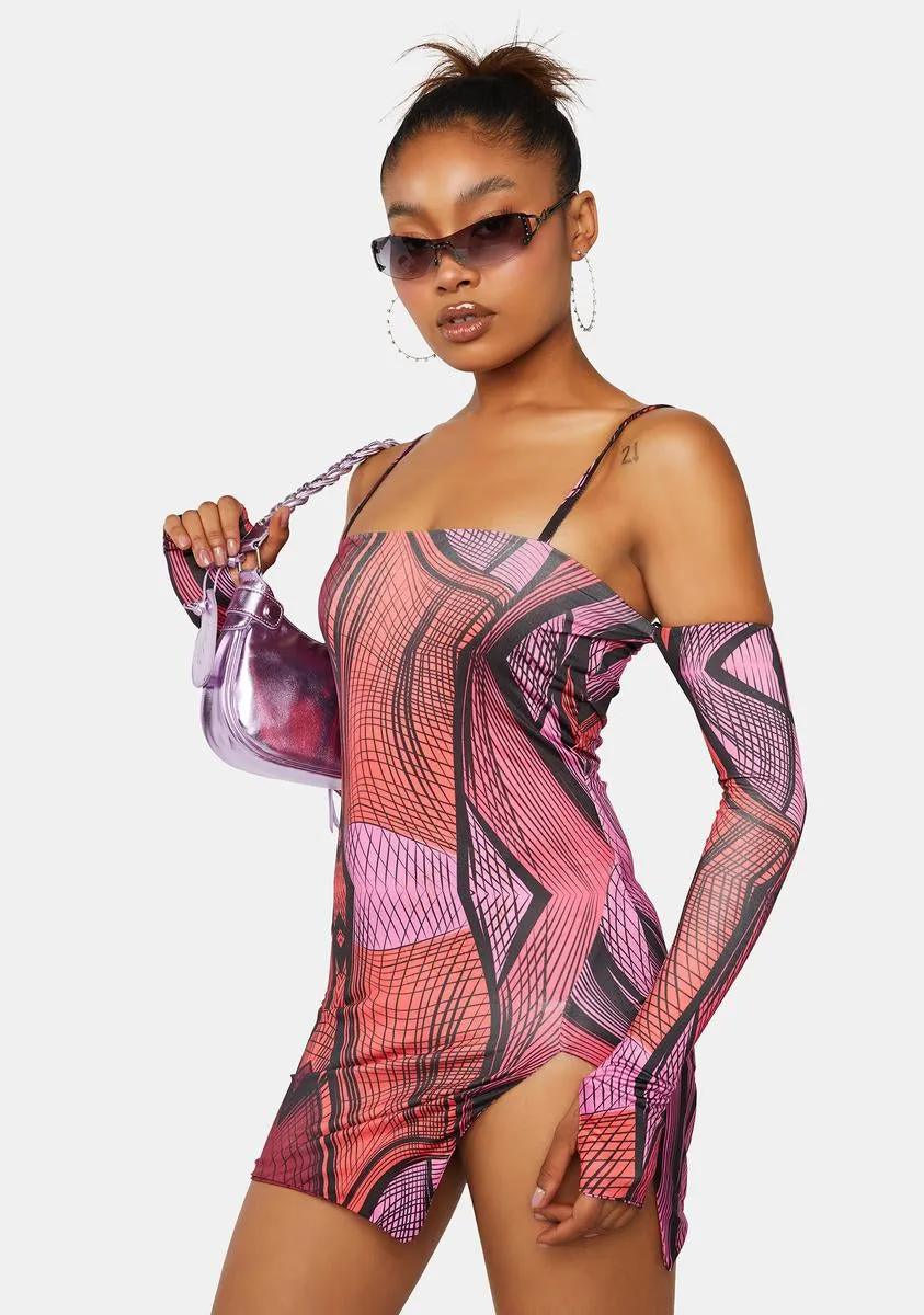 Abstract Strappy Mini Dress With Separate Sleeves sold by Dolls Kill product image thumbnail 2