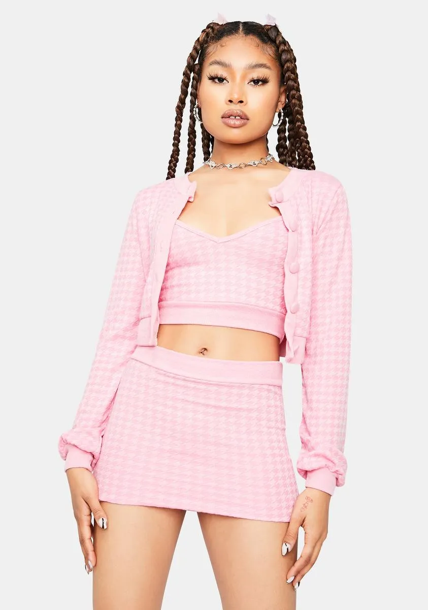 Blush Clueless Thoughts Cardigan Skirt Set sold by Dolls Kill