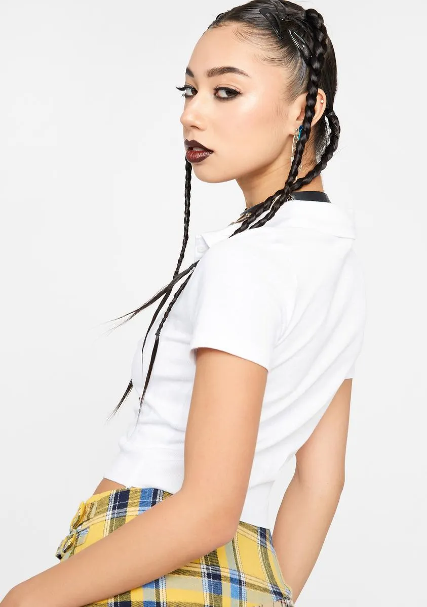 Work Ready Collared Button Crop Top sold by Dolls Kill product image thumbnail 4