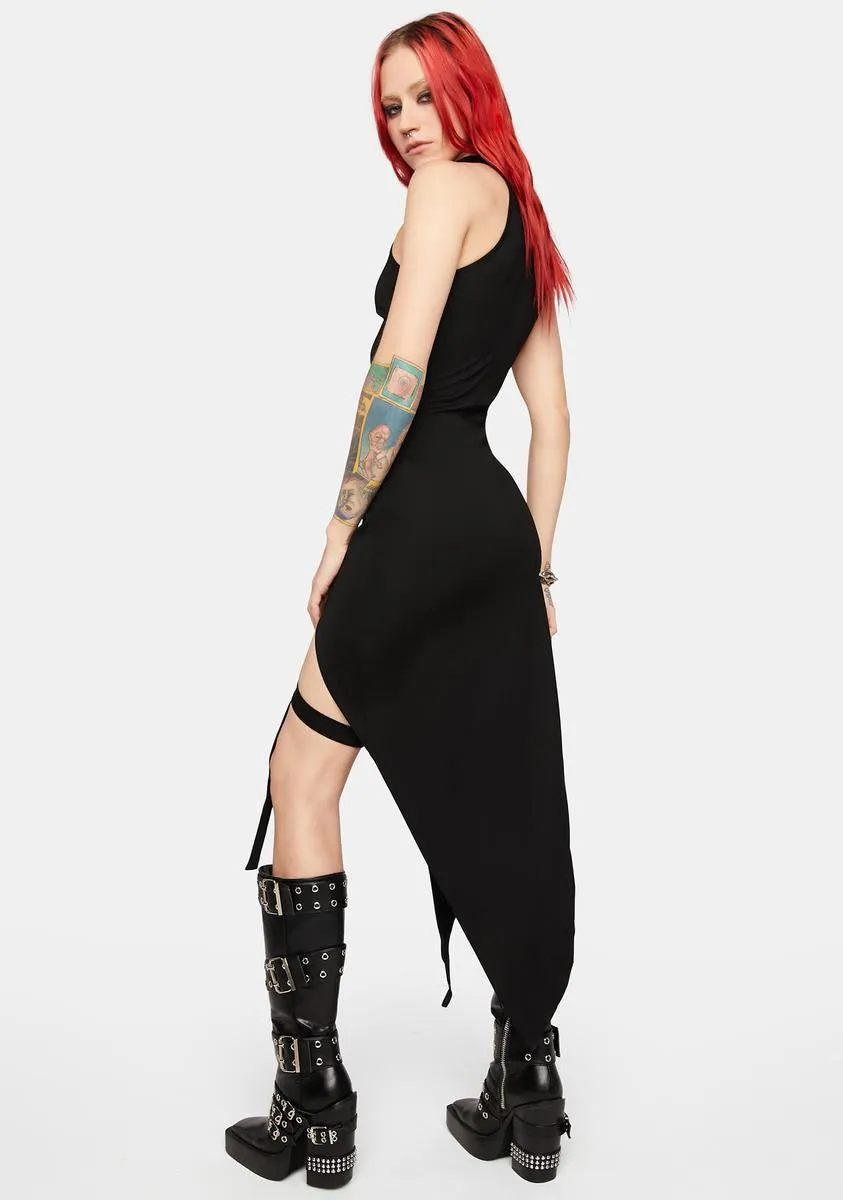 Dark Pointed Hem Dress W/ Detachable Leg Loops sold by Dolls Kill product image thumbnail 4