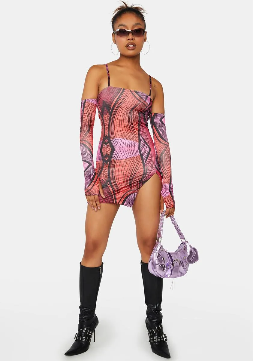 Abstract Strappy Mini Dress With Separate Sleeves sold by Dolls Kill product image thumbnail 3