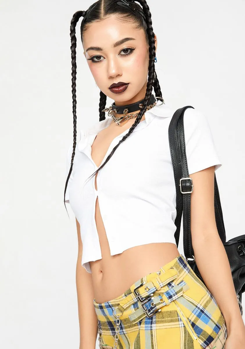 Work Ready Collared Button Crop Top sold by Dolls Kill product image thumbnail 2