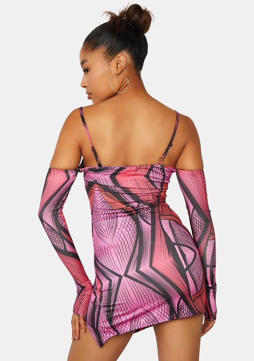 Abstract Strappy Mini Dress With Separate Sleeves sold by Dolls Kill product image thumbnail 4