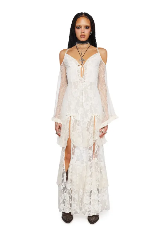 Passion Darling Lace Maxi Dress- Off White sold by Dolls Kill