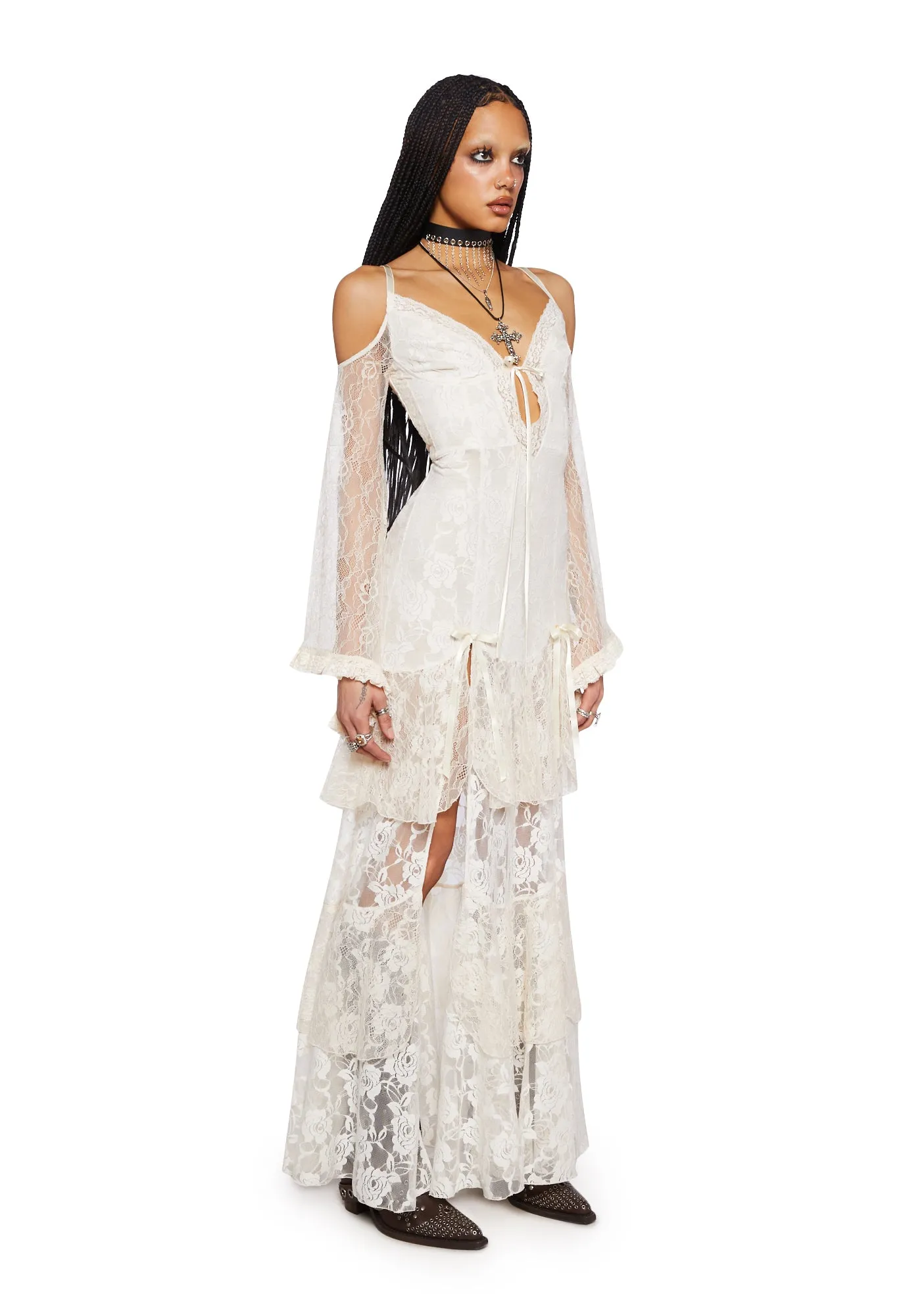 Passion Darling Lace Maxi Dress- Off White sold by Dolls Kill product image thumbnail 3