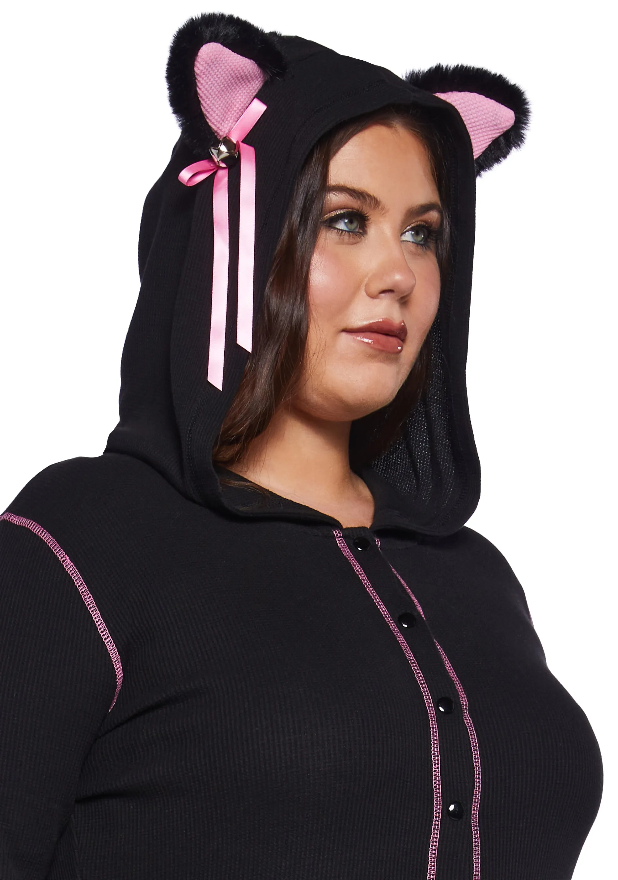 Plus Purrfectly Dark Cat Romper sold by Dolls Kill product image thumbnail 5