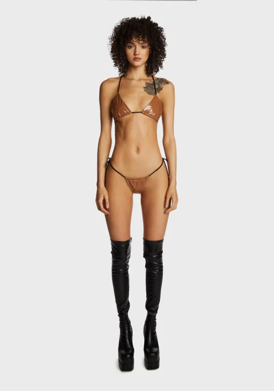 Wet N' Ready Bikini Set - Light Brown sold by Dolls Kill