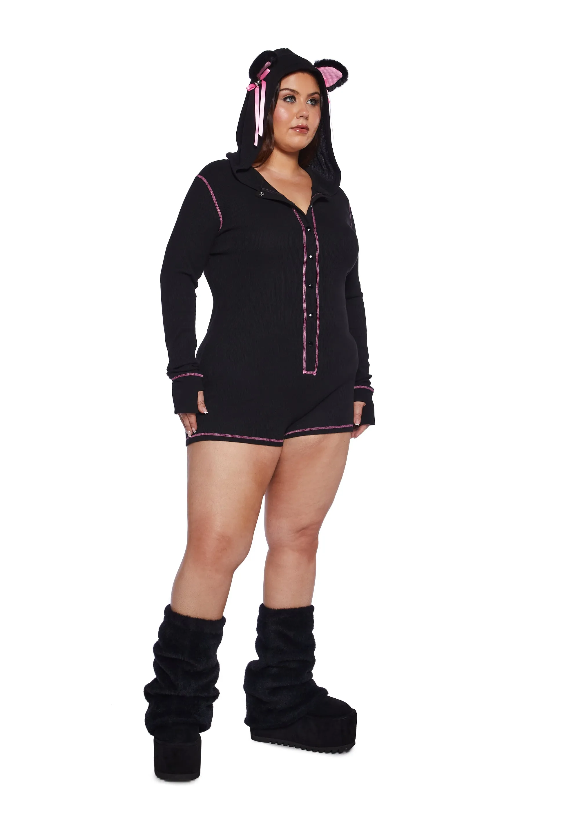 Plus Purrfectly Dark Cat Romper sold by Dolls Kill product image thumbnail 2