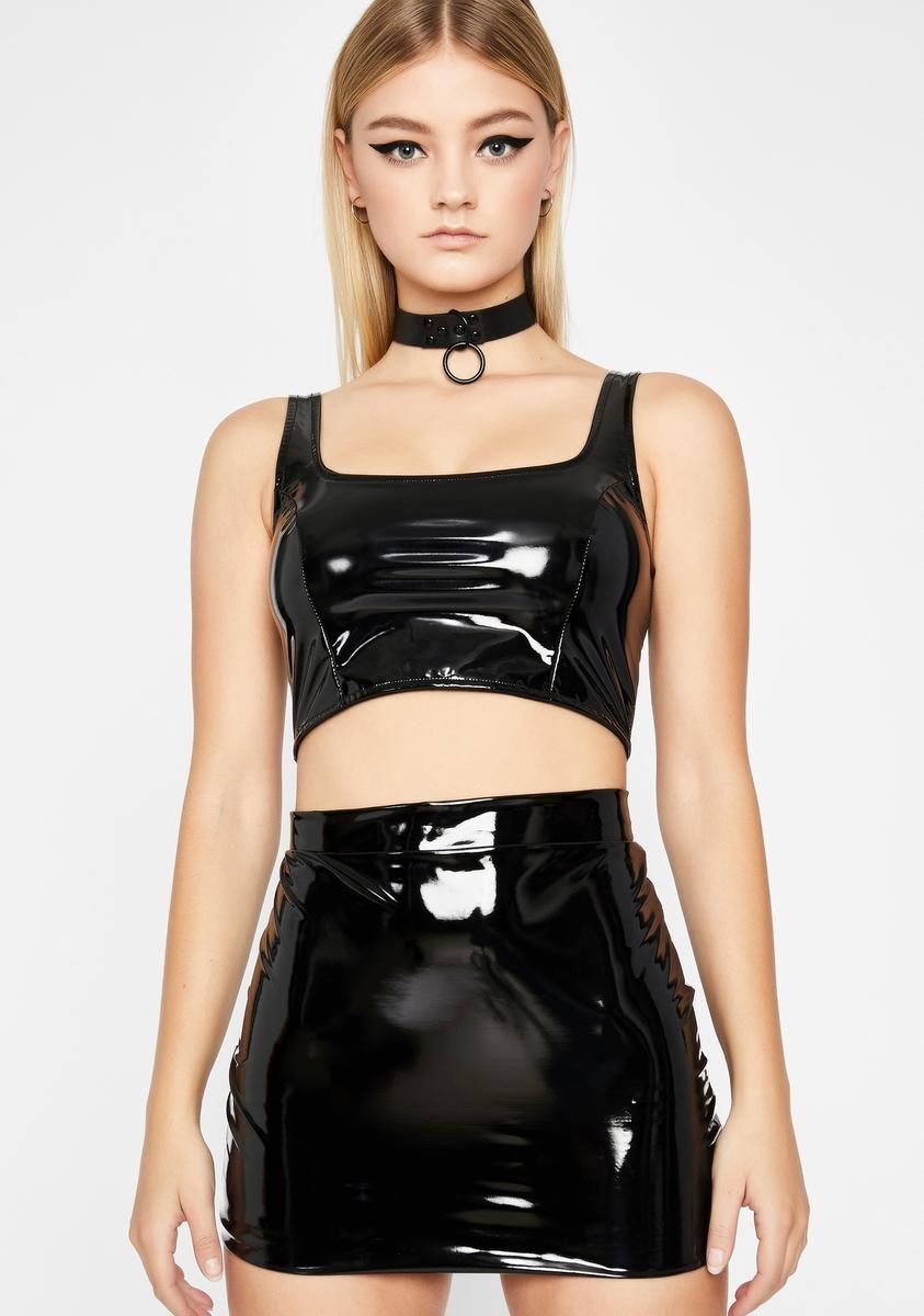 Got U Pegged Vinyl Skirt Set sold by Dolls Kill