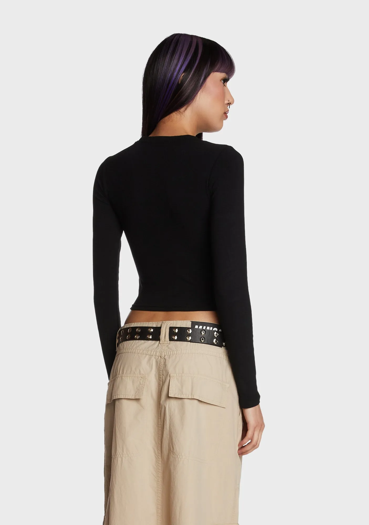 Hair Flip Long Sleeve Top - Black sold by Dolls Kill product image thumbnail 5