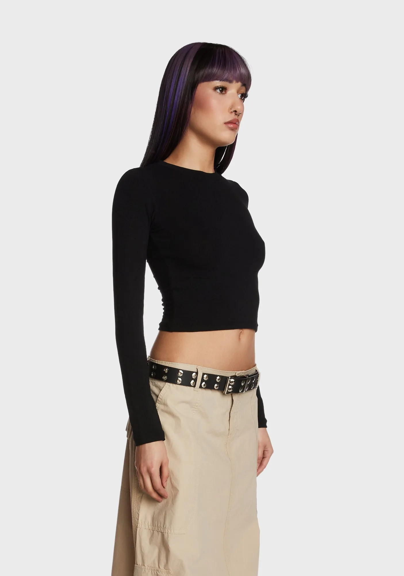 Hair Flip Long Sleeve Top - Black sold by Dolls Kill product image thumbnail 4