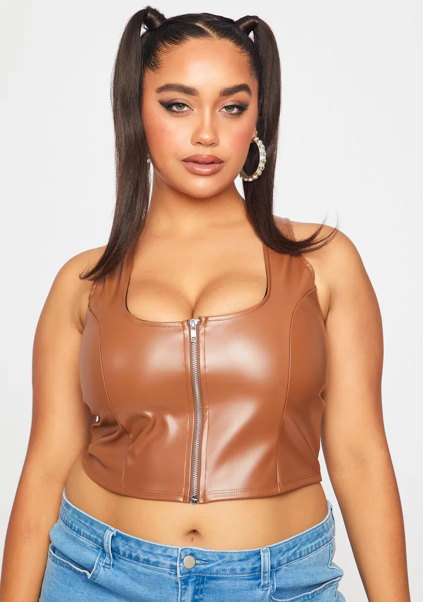 Plus Camel Zipped Hearts Corset Top sold by Dolls Kill