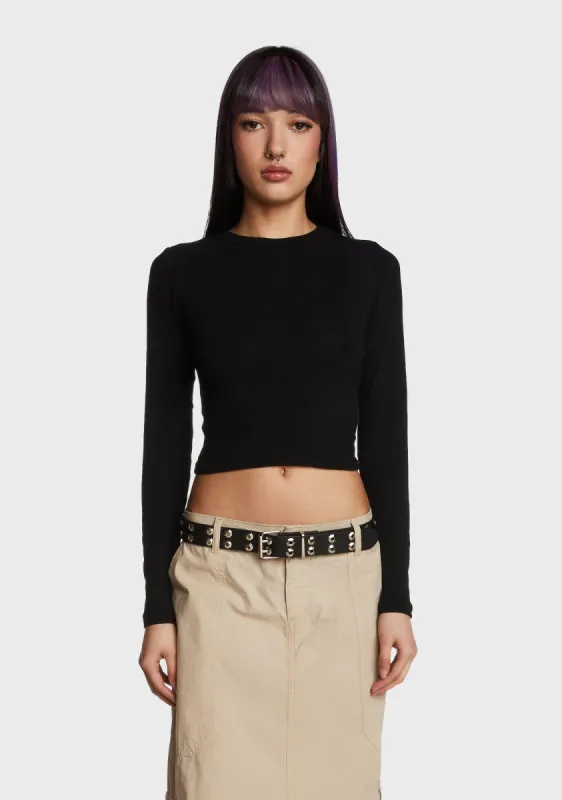 Hair Flip Long Sleeve Top - Black sold by Dolls Kill