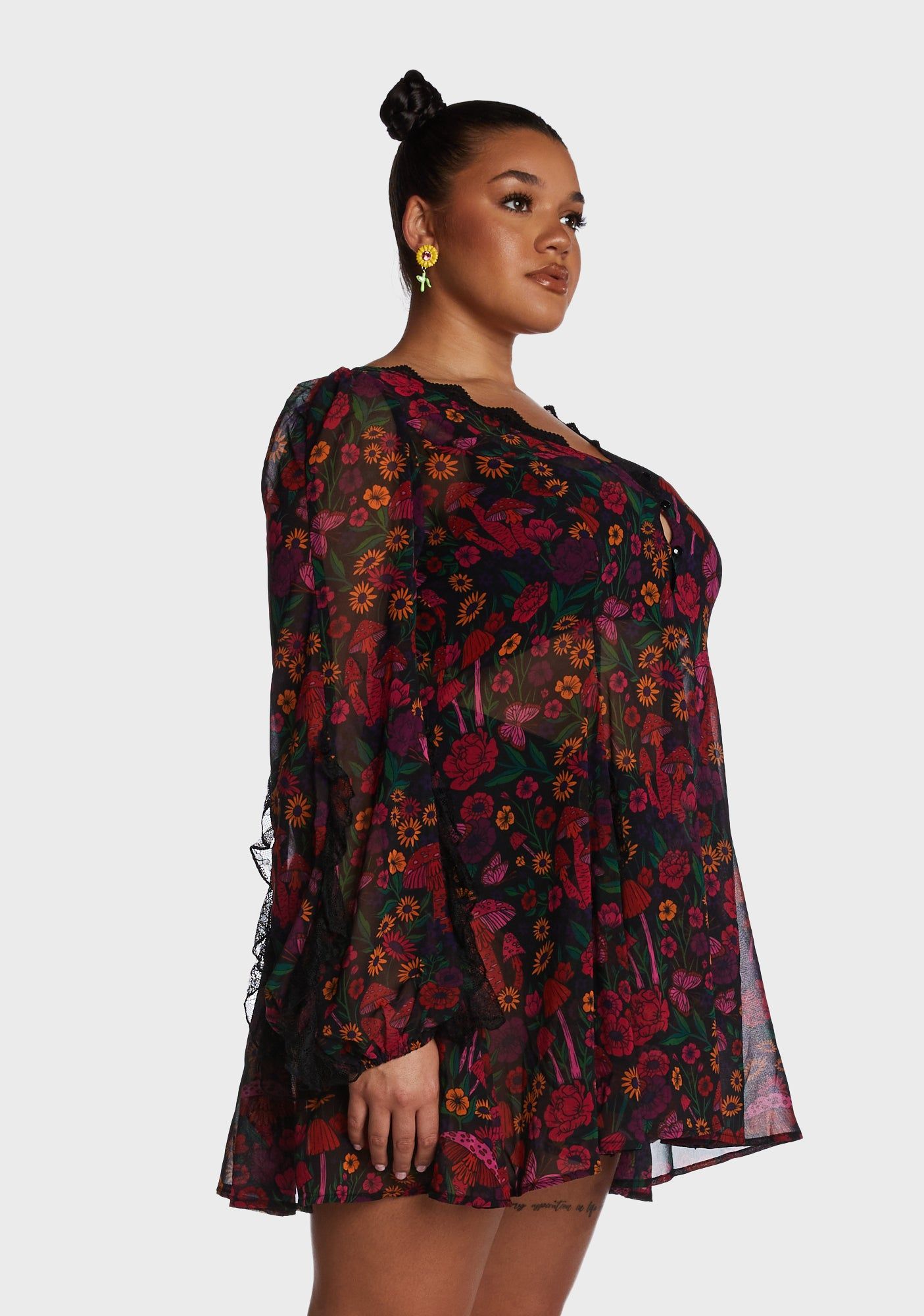 Plus Daydreamer Floral Mini Dress - Multi sold by Dolls Kill product image thumbnail 3