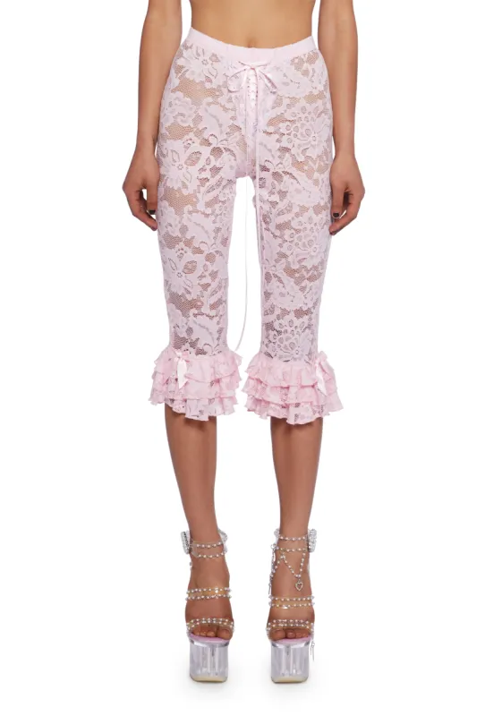 Daring Love Lace Capri Pants - Pink sold by Dolls Kill