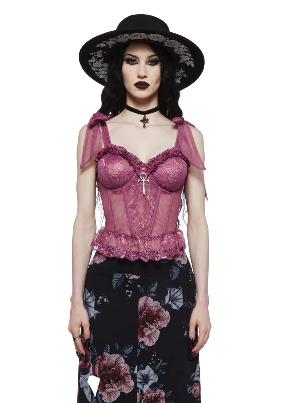Dance With Death Corset Top - Mauve sold by Dolls Kill