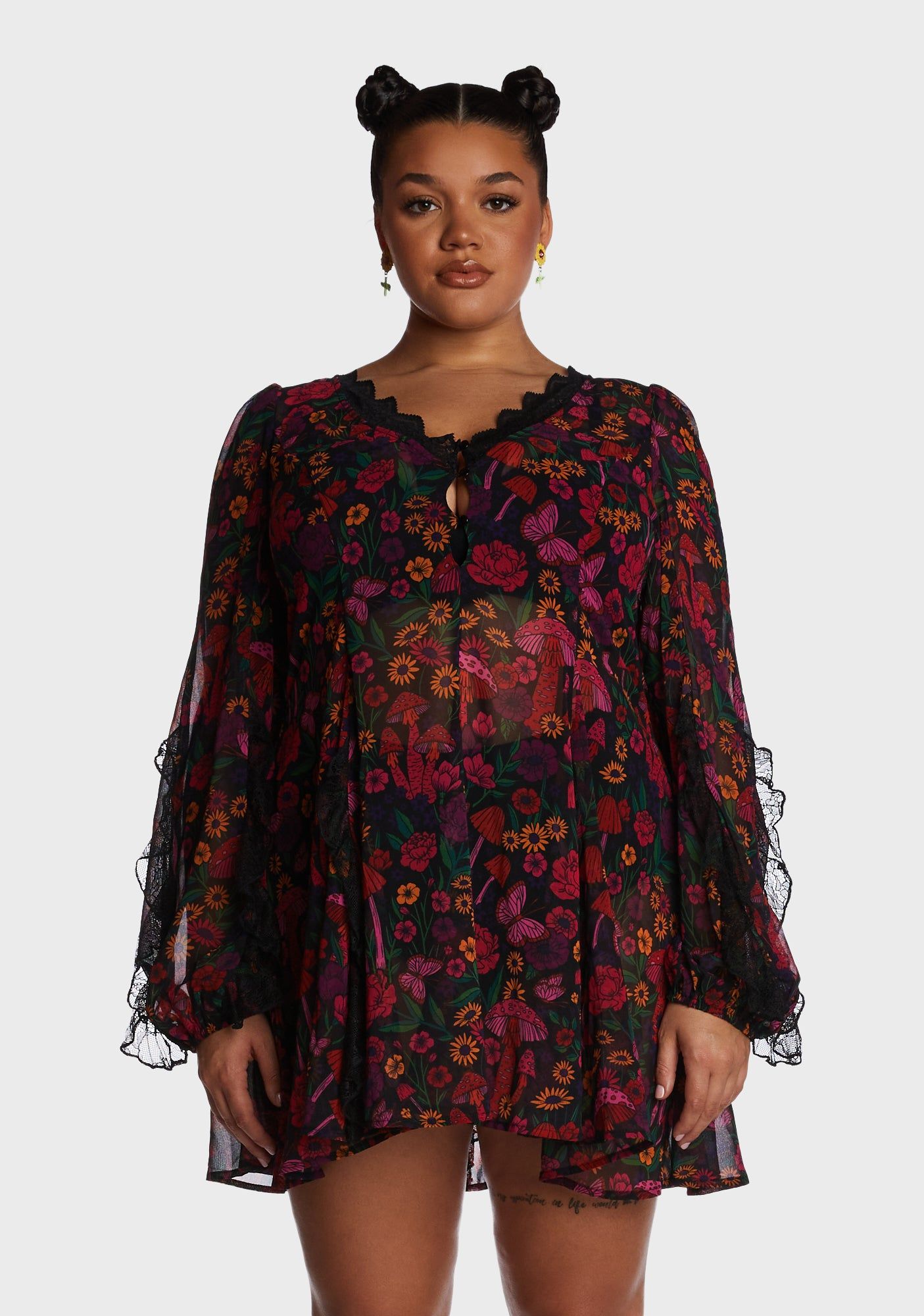 Plus Daydreamer Floral Mini Dress - Multi sold by Dolls Kill