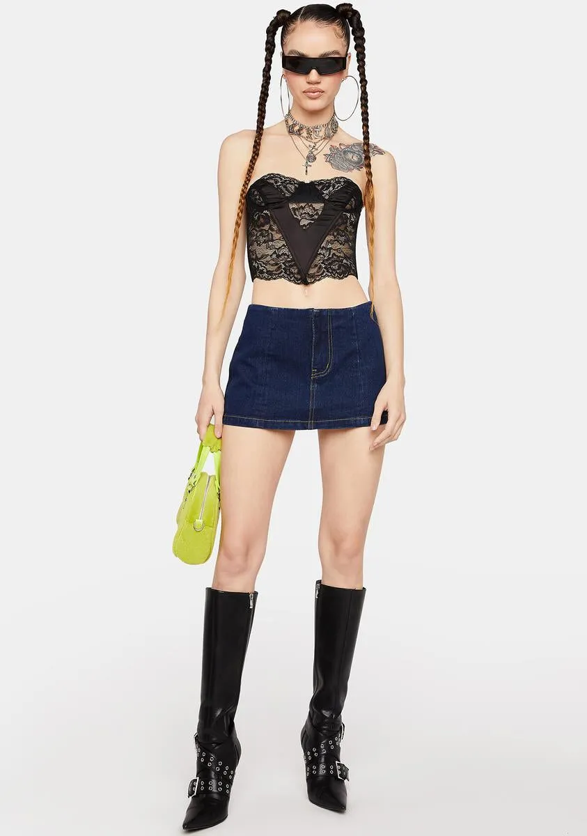 Indigo Denim Low Rise Micro Mini Skirt sold by Dolls Kill product image thumbnail 3