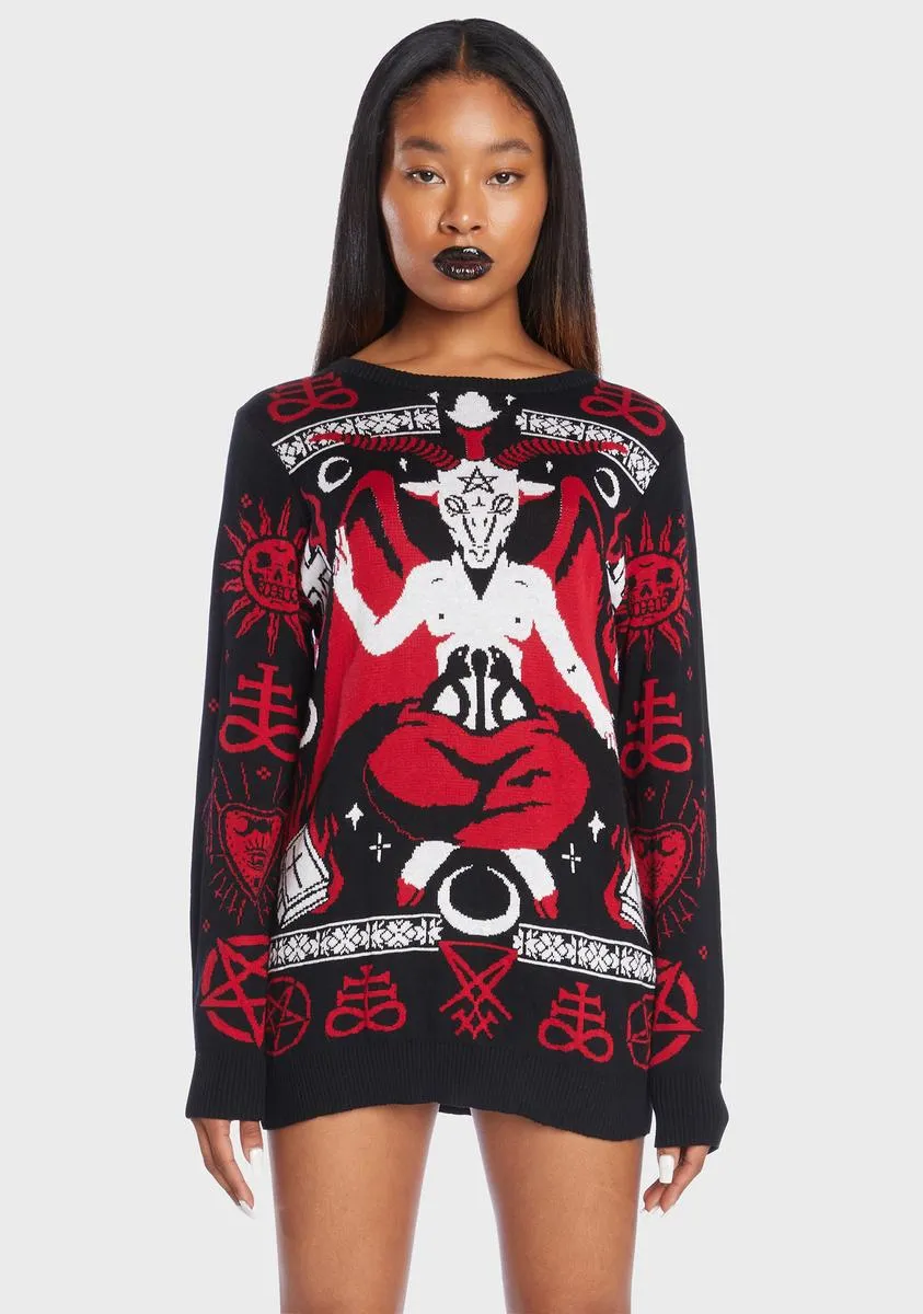 Baphoclaus Satanic Xmas Sweater sold by Dolls Kill