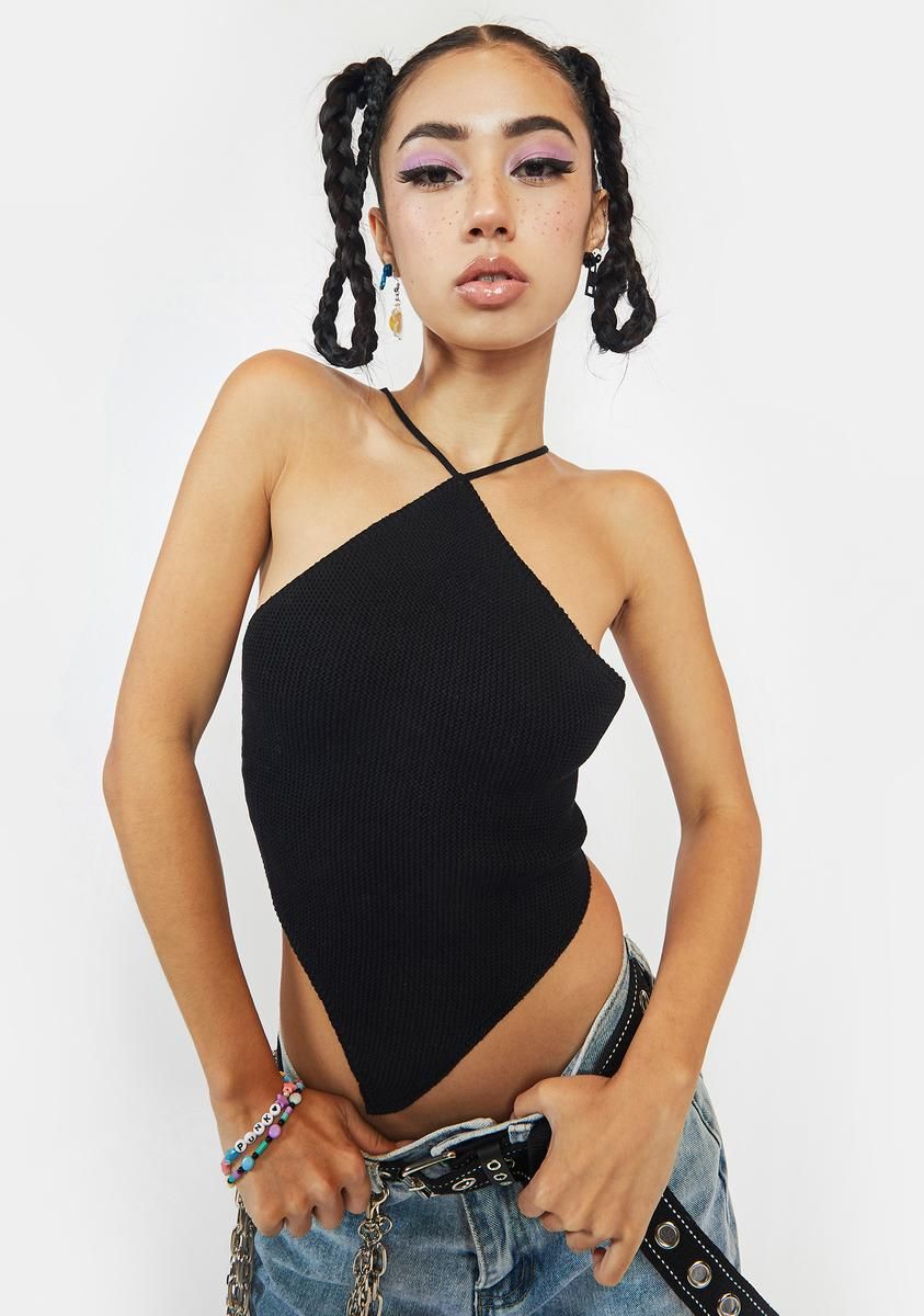 Noir Big Secrets Crop Top sold by Dolls Kill