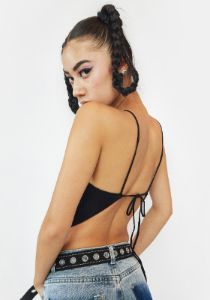 Noir Big Secrets Crop Top sold by Dolls Kill