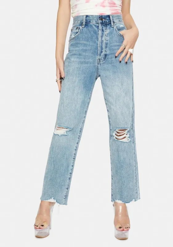 Cassie Super High Rise Straight Crop Denim Jeans sold by Dolls Kill