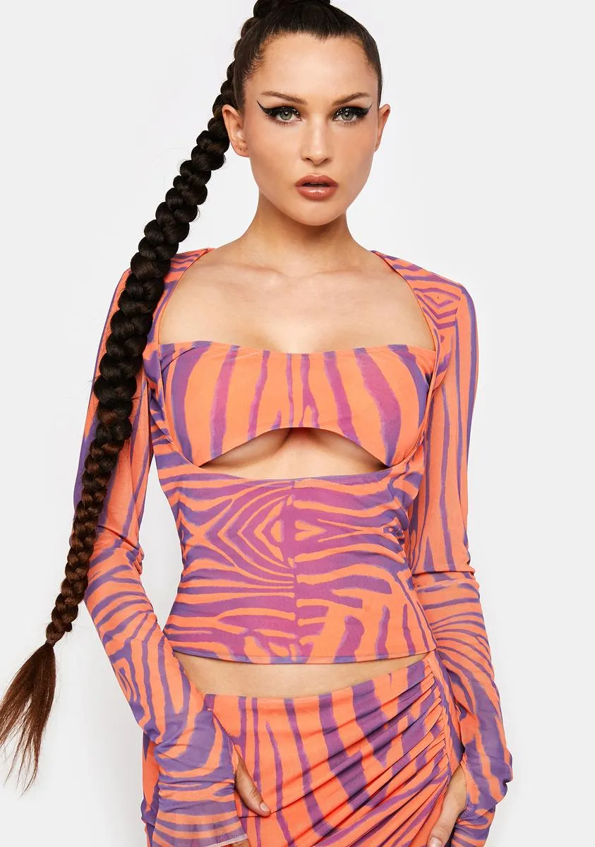 Orange Zebra Noreen Cut-Out Top sold by Dolls Kill