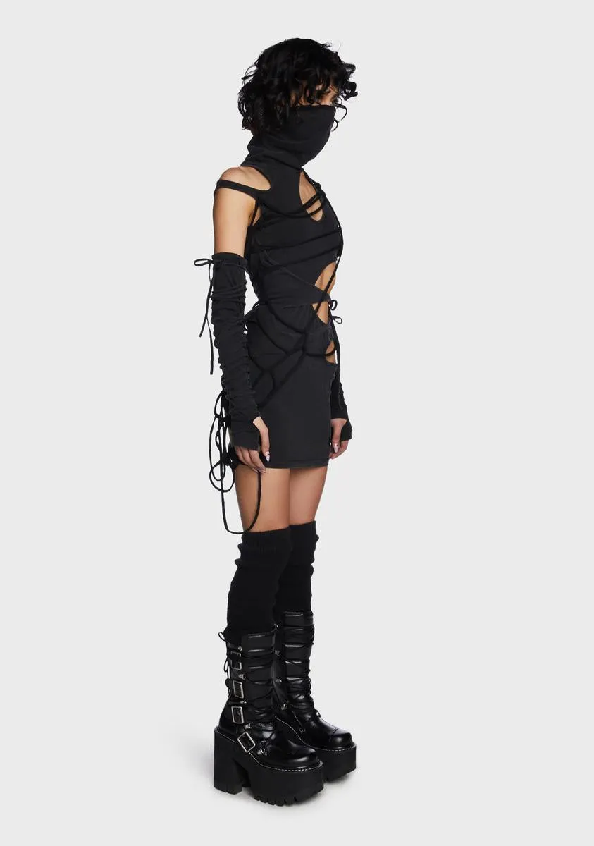 Modulation Strappy Cut Out Dress - Charcoal sold by Dolls Kill product image thumbnail 3