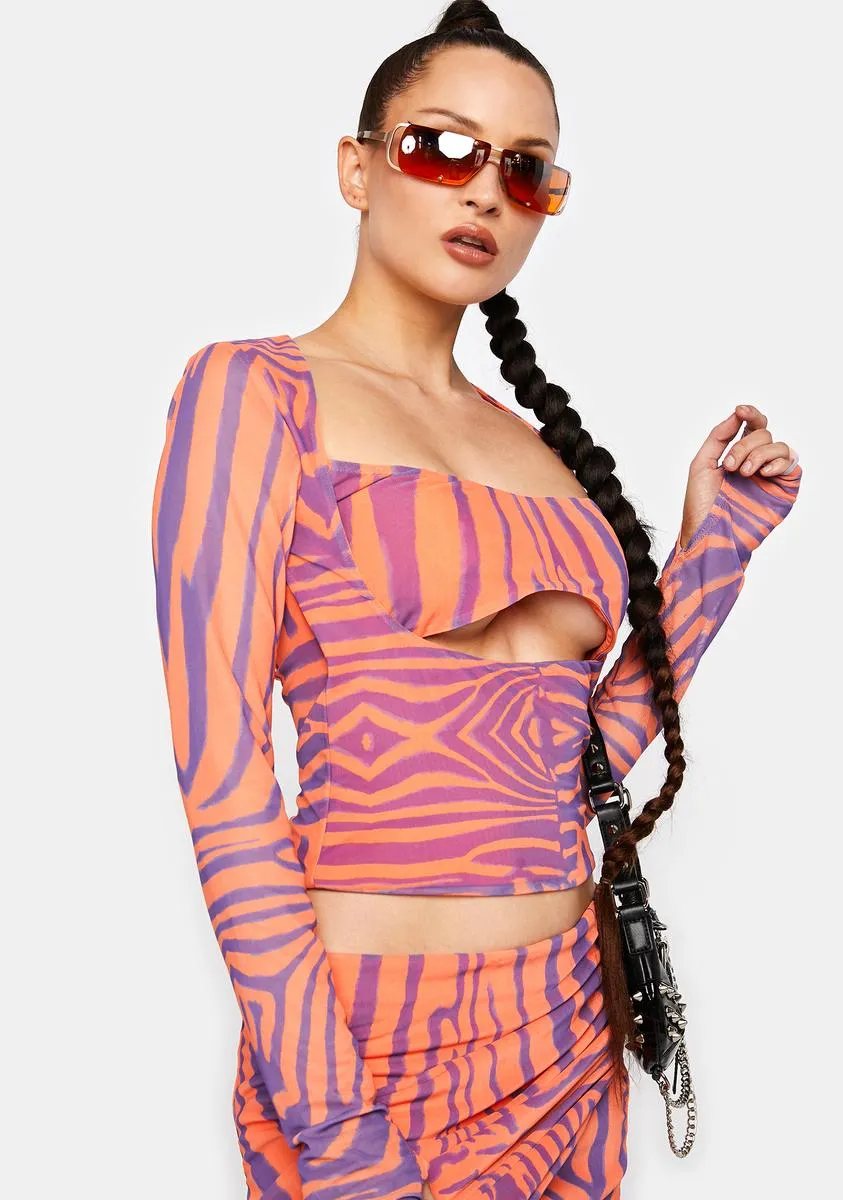 Orange Zebra Noreen Cut-Out Top sold by Dolls Kill product image thumbnail 2