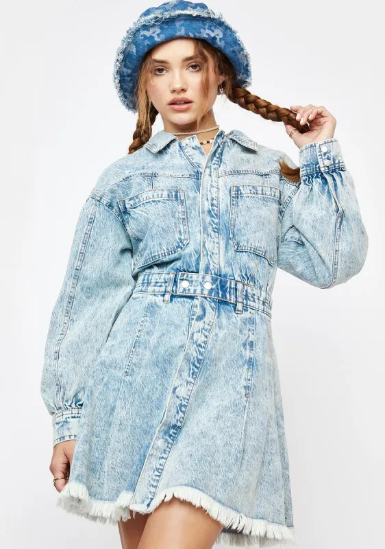 Chain Of Command Denim Mini Dress sold by Dolls Kill