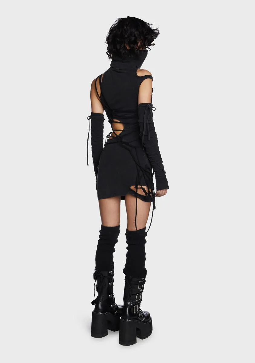 Modulation Strappy Cut Out Dress - Charcoal sold by Dolls Kill product image thumbnail 4