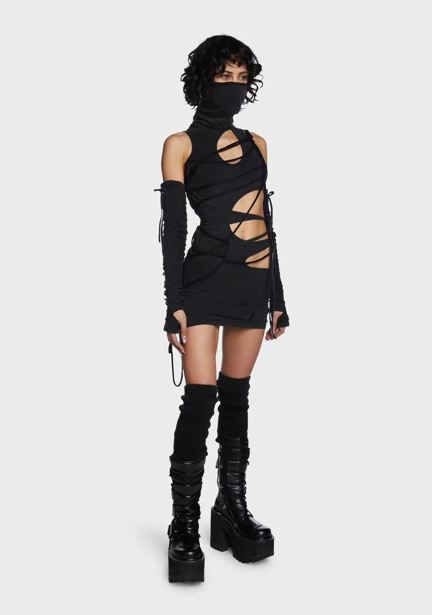 Modulation Strappy Cut Out Dress - Charcoal sold by Dolls Kill product image thumbnail 5