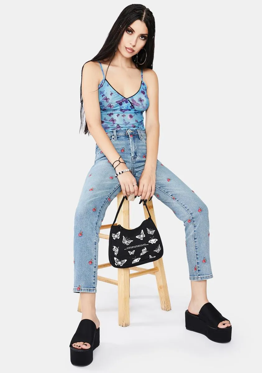 Butterfly Print Azure Penika Crop Top sold by Dolls Kill product image thumbnail 3