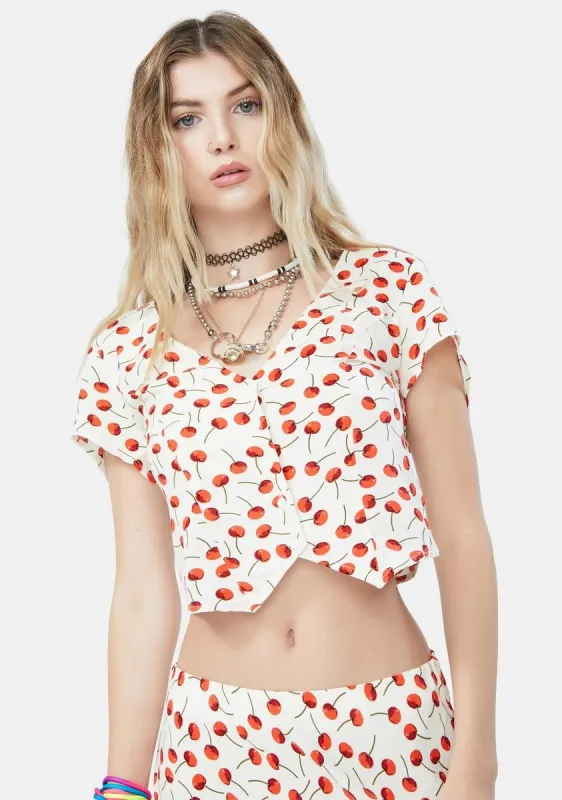 Corey Cherry Short Sleeve Shirt sold by Dolls Kill