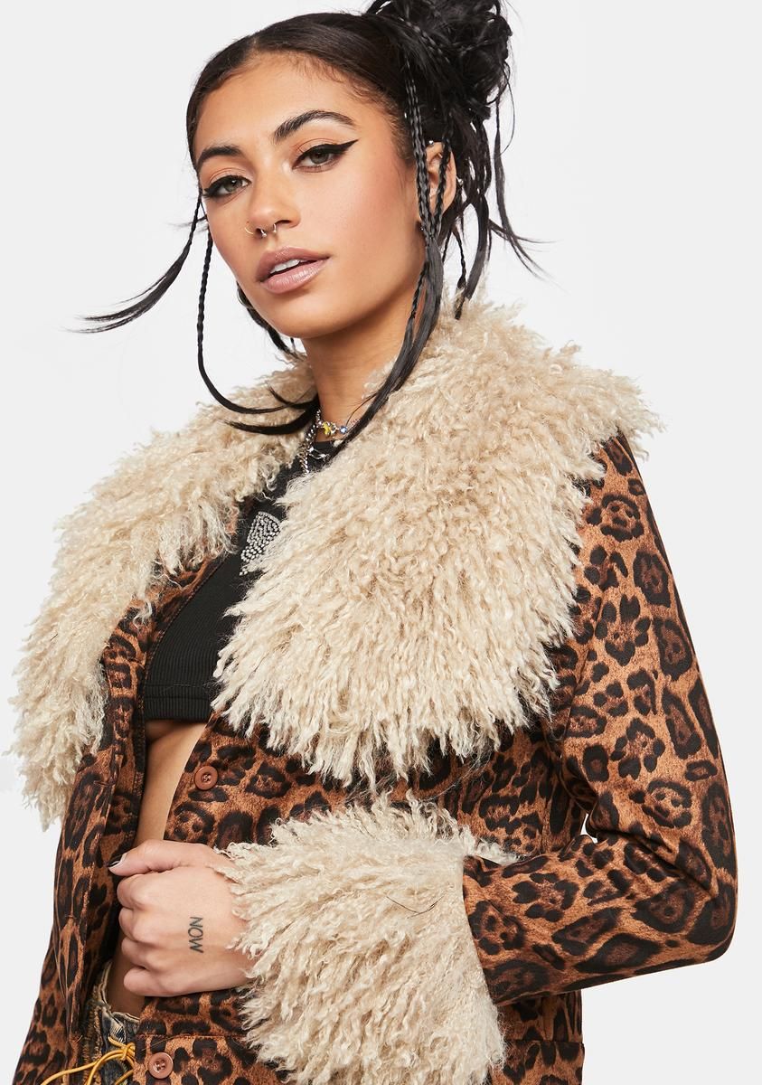 Big Purrr Faux Fur Leopard Jacket sold by Dolls Kill product image thumbnail 2
