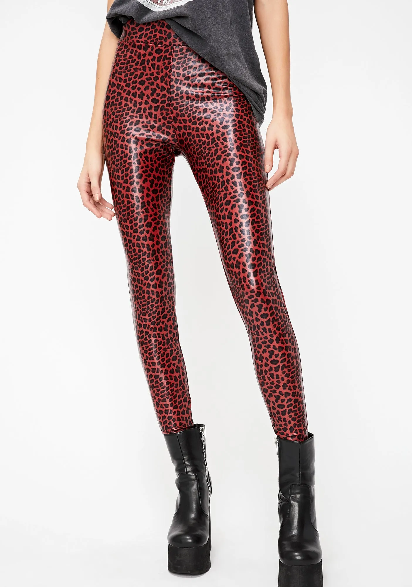 Electric Jungle Vinyl Leggings sold by Dolls Kill