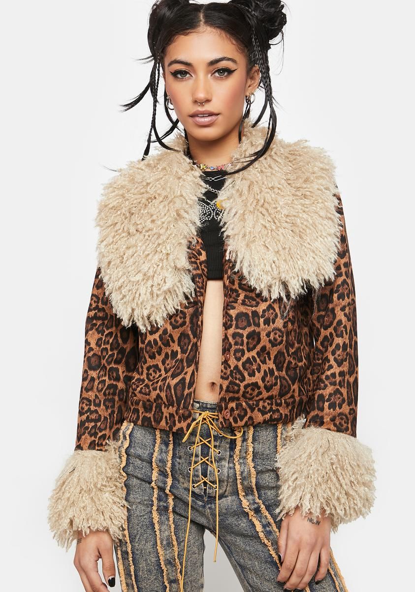 Big Purrr Faux Fur Leopard Jacket sold by Dolls Kill