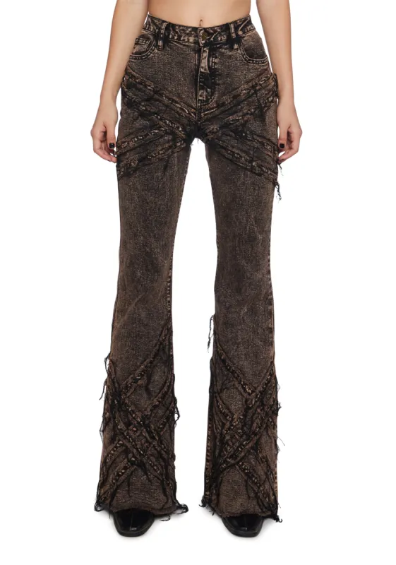 My Personality Flared Denim Jeans sold by Dolls Kill