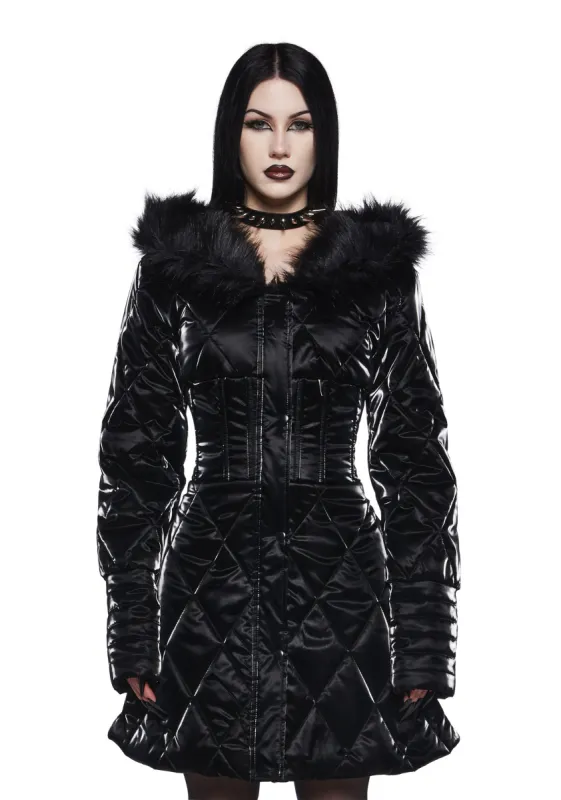 Cloaked In Darkness Corseted Puffer Jacket sold by Dolls Kill