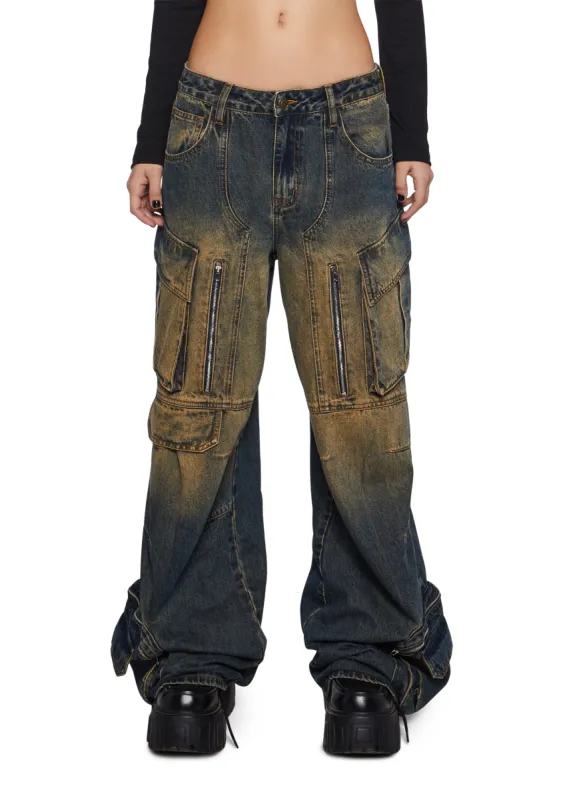 Bending The Rules Cargo Jeans sold by Dolls Kill
