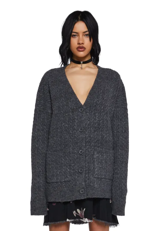 Rooftop Escape Knit Cardigan - Gray sold by Dolls Kill