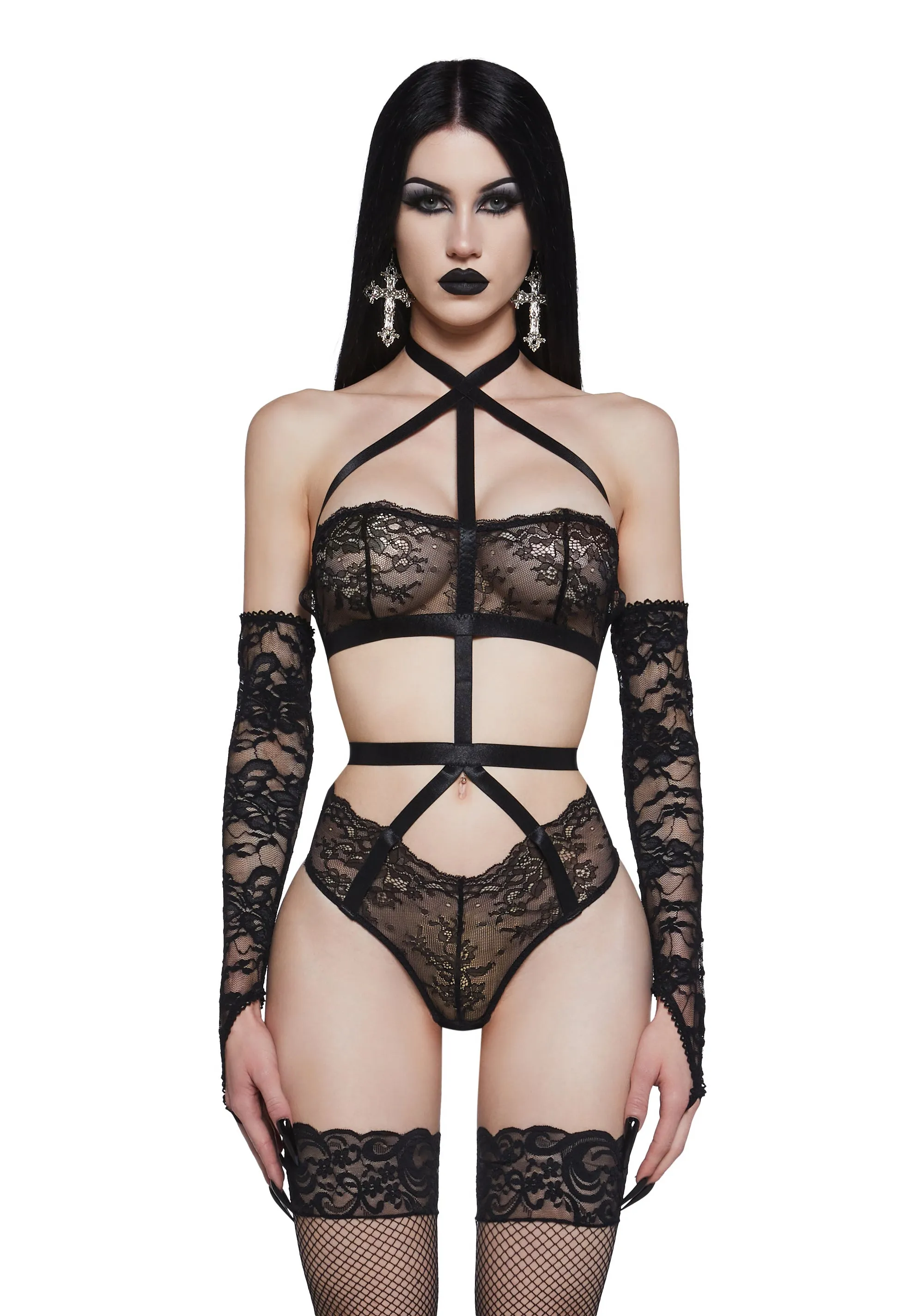 Shattered Lust Lace Bodysuit sold by Dolls Kill