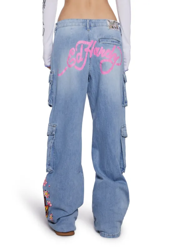 Tiger Flowers Cargo Jeans sold by Dolls Kill