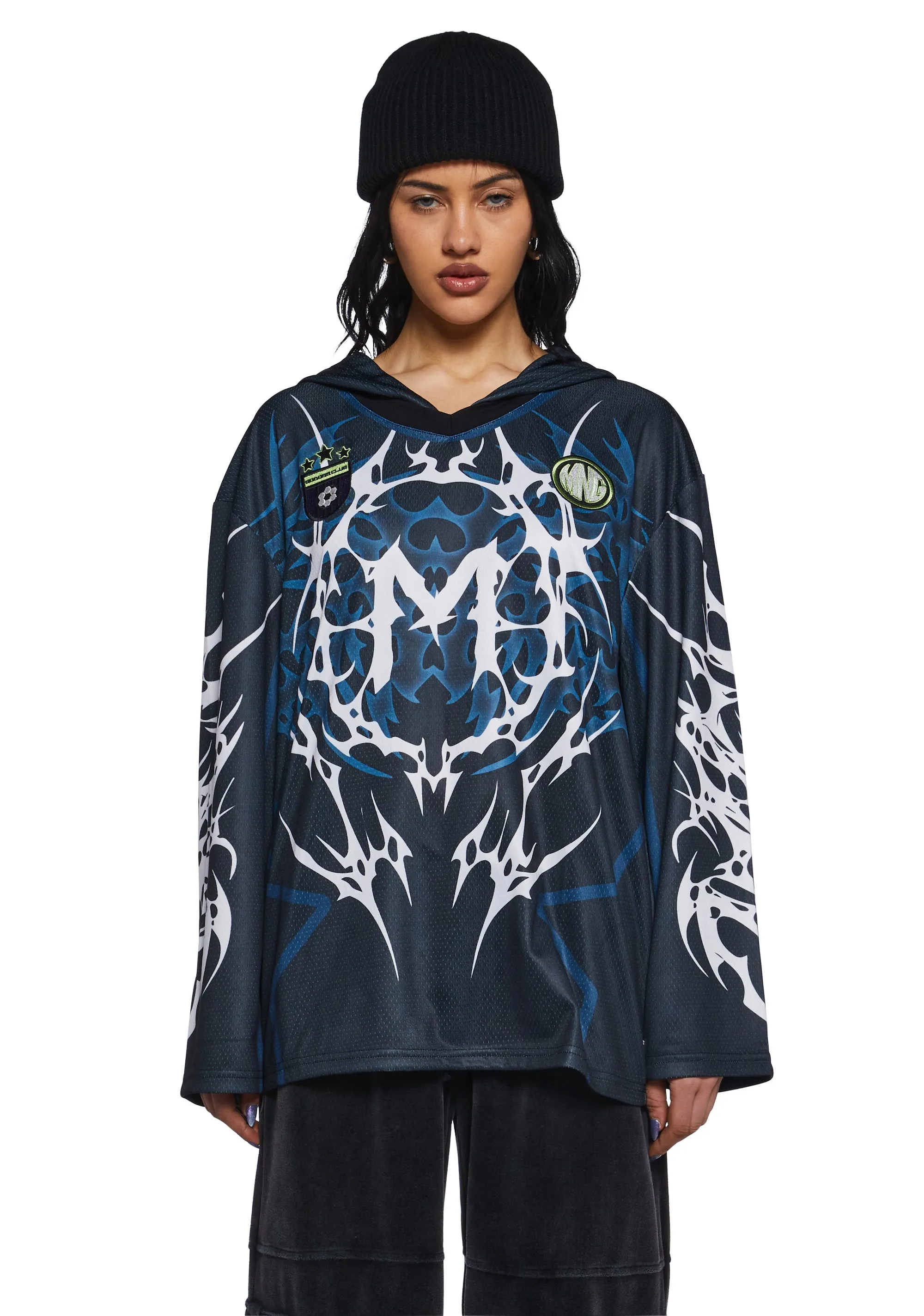 Neo Tribal Jersey Hoodie sold by Dolls Kill