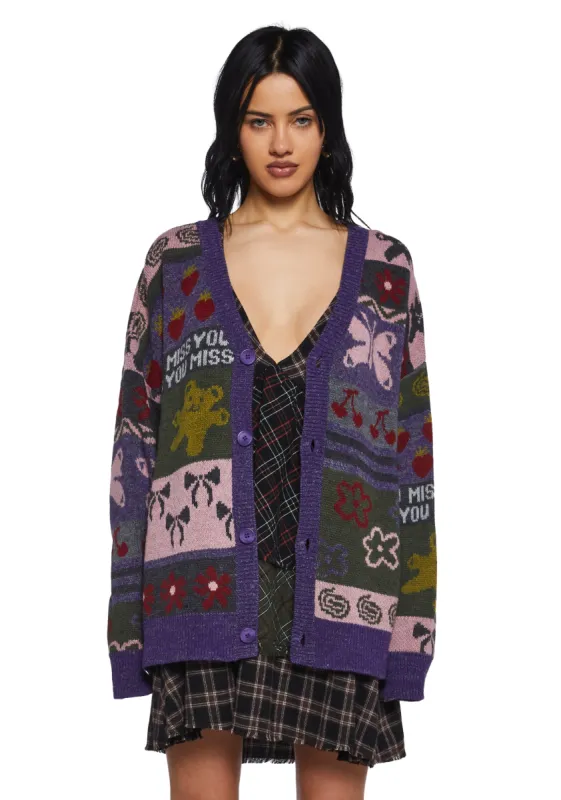 Miss You Jacquard Cardigan sold by Dolls Kill