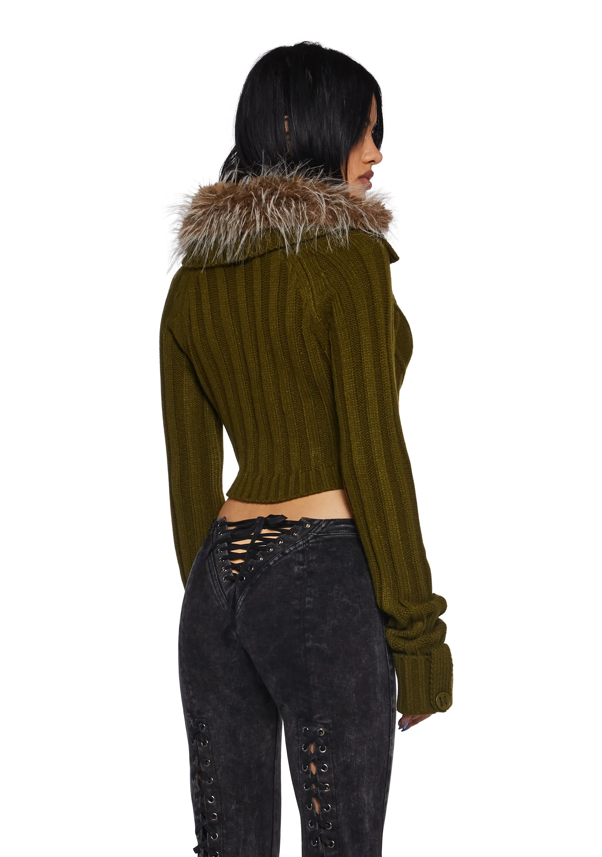 Foolproof Attraction Knit Jacket - Olive sold by Dolls Kill product image thumbnail 4